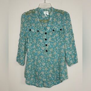 Matilda Jane Shirt Tunic SZ S Paint By Numbers Millie Hearts 3/4 sleeve Artsy